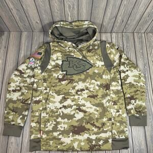 Kansas City Chiefs Nike NFL Salute To Service Camo Hoodie USA Dri Fit 2021 Large